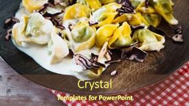  Presentation with spinach - Cool new PPT theme with tortellini ricotta spinach parmesan sauce backdrop and a tawny brown colored foreground