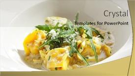  Presentation with pasta restaurant - Colorful theme enhanced with tortellini-with-cep-mushrooms backdrop and a light gray colored foreground