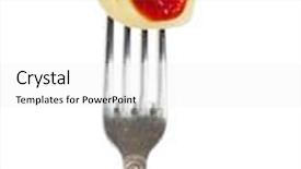  Presentation with pasta sauce - Slides featuring tortelloni pasta with tomato sauce and basil sticked on silver fork tines isolated background and a white colored foreground