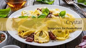 Presentation with cheese - Audience pleasing presentation theme consisting of tortelloni-stuffed-with-ricotta-cheese backdrop and a yellow colored foreground
