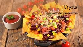  Presentation with chip - Theme having tortilla chip with beef bean background and a gold colored foreground