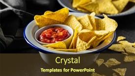  Presentation with dip - Slide set consisting of tortilla-chips-and-red-tomato background and a tawny brown colored foreground