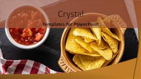  Presentation with tortilla - Presentation design consisting of tortilla-chips-and-red-tomato background and a red colored foreground