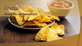  Presentation with dip - Amazing PPT theme having tortilla-chips-and-red-tomato backdrop and a yellow colored foreground