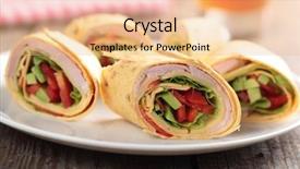 Presentation with tortilla - Cool new slide set with tortilla roll-ups with ham backdrop and a coral colored foreground
