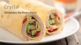  Presentation with tortilla - Cool new presentation theme with tortilla roll-ups with ham cheese avocado and pepper backdrop and a lemonade colored foreground