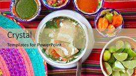  Presentation with mexican chili - Cool new presentation theme with tortilla-soup-and-mexican-chili backdrop and a coral colored foreground