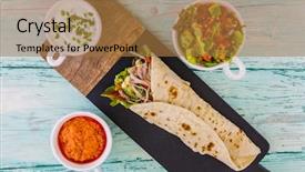  Presentation with tortilla - Slides consisting of tortilla with pulled pork fresh background and a coral colored foreground