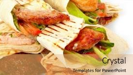  Presentation with tortilla - Slide deck with tortilla with vegetables background and a yellow colored foreground