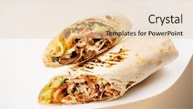  Presentation with chicken meat package - Colorful slide set enhanced with tortilla wrap with fried chicken backdrop and a  colored foreground