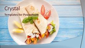  Presentation with tortilla - Slide deck having tortilla wrap with meat background and a lemonade colored foreground