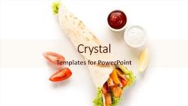  Presentation with fresh fruits vegetables dairy meat - Presentation theme consisting of tortilla wraps - meat and vegetables background and a lemonade colored foreground