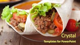  Presentation with tortilla - Beautiful slides featuring tortilla wraps with meat backdrop and a tawny brown colored foreground