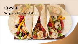  Presentation with tortilla - Colorful presentation enhanced with tortillas - burrito with vegetables and tortilla backdrop and a  colored foreground