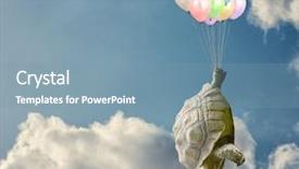  Presentation with tortoise - Audience pleasing slide deck consisting of tortoise tied with balloons in sky backdrop and a seafoam green colored foreground
