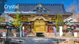  Presentation with arakura sengen shrine - Presentation consisting of toshogu shrine in ueno park background and a ocean colored foreground