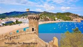  Presentation with castle - Colorful presentation theme enhanced with tossa-de-mar-castle backdrop and a coral colored foreground