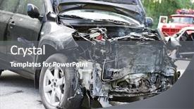  Presentation with car accident - Cool new PPT layouts with total car crash smash accident backdrop and a gray colored foreground