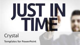  Presentation with quality management - Cool new presentation theme with total quality management - business man pointing to transparent backdrop and a white colored foreground