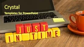  Presentation with quality management - Cool new slide set with total quality management - just in time written backdrop and a tawny brown colored foreground