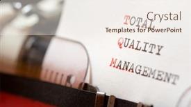  Presentation with quality management - Colorful presentation design enhanced with total-quality-management-phrase-written backdrop and a sky blue colored foreground