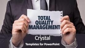  Presentation with quality management - Beautiful slide set featuring total quality management backdrop and a dark gray colored foreground
