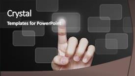  Presentation with hand touching finger digital - Cool new PPT theme with totalitarianism - hand pointing touching backdrop and a dark gray colored foreground