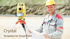  Presentation with transit road - Presentation with totalstation - one surveyor worker working background and a cream colored foreground