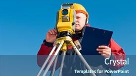  Presentation with measurement - Colorful theme enhanced with totalstation - surveyor worker making measurement backdrop and a ocean colored foreground