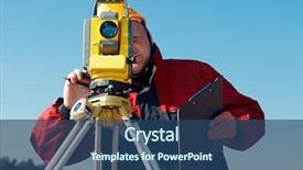  Presentation with theodolite - Audience pleasing PPT theme consisting of totalstation - surveyor worker with theodolite backdrop and a ocean colored foreground