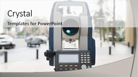  Presentation with station - PPT theme featuring totalstation - total station with busy road background and a white colored foreground