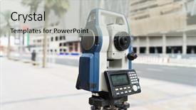  Presentation with station - Cool new PPT layouts with totalstation - total station with busy road backdrop and a light gray colored foreground