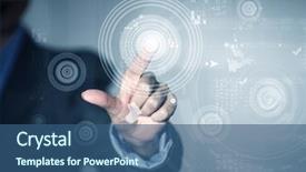  Presentation with finger - Audience pleasing PPT theme consisting of touch - close up of businessman touching backdrop and a ocean colored foreground