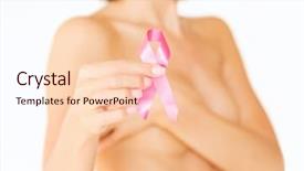 Presentation with pink ribbon breast awareness - Presentation theme featuring healing touch - healthcare and medicine concept background and a lemonade colored foreground