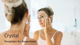  Presentation with mirror - Cool new presentation design with touch - photo of woman looking backdrop and a coral colored foreground