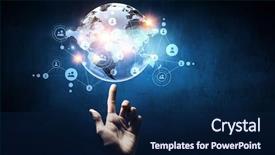  Presentation with networking - Amazing presentation design having touch globe - global communication and networking mixed backdrop and a navy blue colored foreground