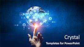 Presentation with networking - Cool new presentation design with touch globe - global communication and networking backdrop and a navy blue colored foreground