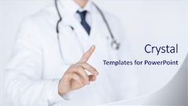  Presentation with touch screen virtual reality - Cool new slide set with touch points - doctor with stethoscope working backdrop and a sky blue colored foreground