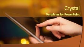  Presentation with hand touching finger digital - Presentation featuring the forest of bison background and a tawny brown colored foreground