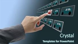  Presentation with car buying - Presentation design enhanced with buying car from electronic showroom background and a tawny brown colored foreground