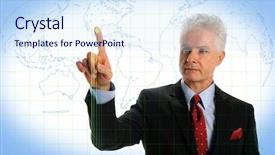  Presentation with touch screen virtual reality - Audience pleasing presentation theme consisting of touch screen interface with world backdrop and a sky blue colored foreground