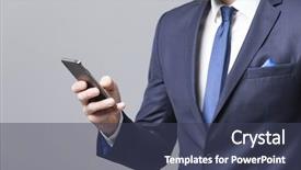  Presentation with retail smart phone shopping - Presentation featuring touch screen mobile - businessman reading a message background and a tawny brown colored foreground