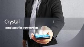  Presentation with touch screen - Cool new PPT layouts with touch screen mobile phone backdrop and a dark gray colored foreground