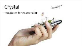  Presentation with touch screen - PPT theme with touch screen mobile phone background and a white colored foreground