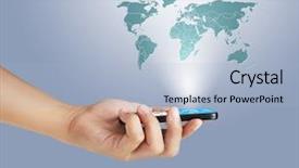  Presentation with touch screen - Presentation design enhanced with touch screen mobile phone background and a light blue colored foreground