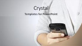  Presentation with touch screen - Beautiful presentation theme featuring touch screen mobile phone backdrop and a light gray colored foreground