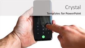  Presentation with touch screen - Colorful PPT theme enhanced with touch screen smartphone in hands isolated over white backdrop and a white colored foreground