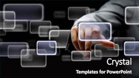  Presentation with touch screen technology - PPT theme enhanced with touch screen technology - hand on the flow background and a black colored foreground