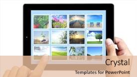  Presentation with tablet - Colorful slide set enhanced with touch tablet concept images streaming backdrop and a lemonade colored foreground