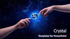  Presentation with god light - Slide deck having touch the earth globe background and a  colored foreground